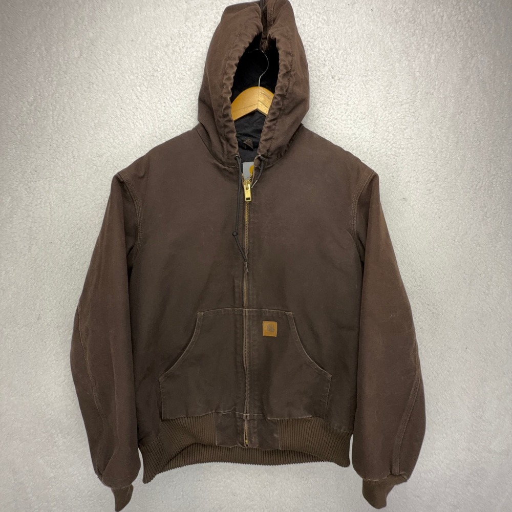 Carhartt Sandstone Active Jacket Quilt Lined Mens Medium J130 DKB Dark Brown